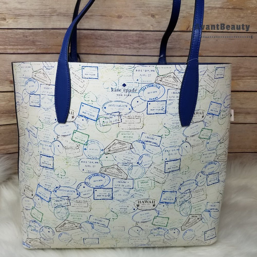 Kate Spade Large Reversible Tote Off The Grid Blue - Picture 14 of 16